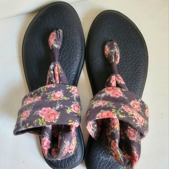 Sanuk Floral Print Yoga Sling Sandals Sz 8 - Picture 7 of 8
